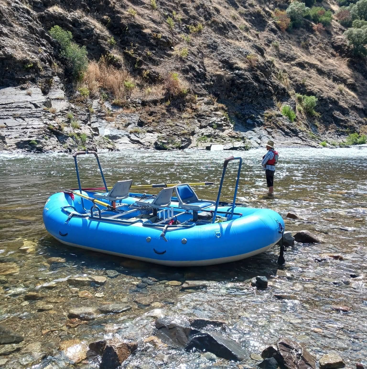 A raft on a Sierra river